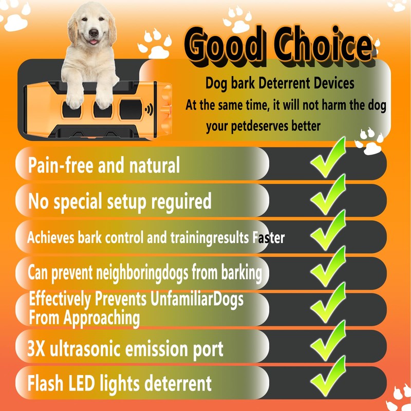 Dog bark Deterrent Devices,tripling Anti Barking Device for Dogs,Flash Vibration