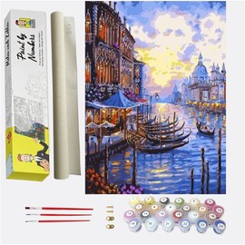 DonElton Paint by Numbers for Adults, Children, DIY Painting by Numbers Italy, Canvas Set for Home Decoration, Oil Painting with Brushes and Acrylic Pigments, 40 x 50 cm, Paint by Numbers for Girls