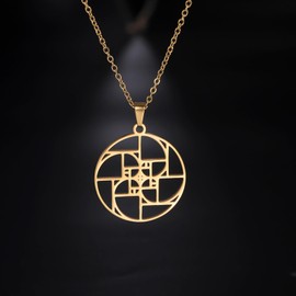 UNIFT Golden Ratio Necklaces for Women Men Stainless Steel Sacred Geometry Fibonacci Spiral Numbers Golden Ratio Pendant Necklace Science Jewelry Math Lover Architects Gifts (gold 1)