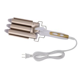 25mm Curling Iron Wand Adjust Temperature Fast Heating 3 Barrel Hair Curler Golden  110‑240V