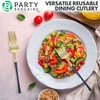 Party Bargains Disposable Plastic Navy Gold Salad Forks, Infinity Modern
