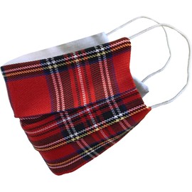Adult Cotton Red Royal Stewart Tartan Face Mask