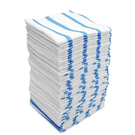 VIKING 449701 Bulk Edgeless Microfiber Cleaning Cloths, White and Blue Stripe, 50 Pack