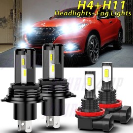 AuureLamp For Honda HR-V 2016 2017 2018 HRV Combo LED Headlight Hi/Lo + Fog Light Bulbs