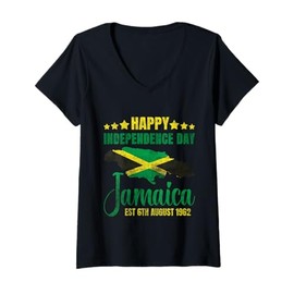 Womens Happy Independence Day Jamaica 1962 Proud Jamaican V-Neck T-Shirt