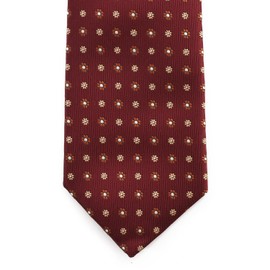 MICHI CORONDON Brand Necktie, Made in Japan, 100% Silk, Jacquard Weave, Small Pattern, A: Red