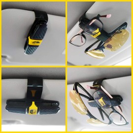 BLUPOND Sunglass Holder for Car Visor - Universal Sunglasses Clip Eyeglasses Mount Double Ends Glasses/Ticket/Card Organizer