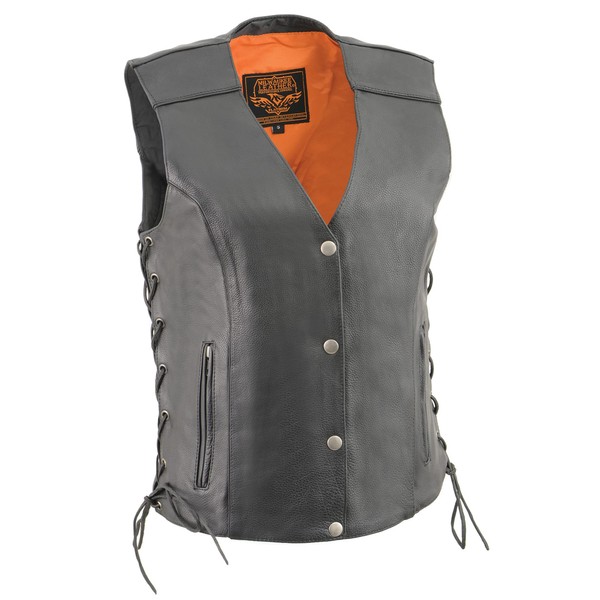 Milwaukee Leather MLL4500 Women's Side Lace Black Leather Vest with