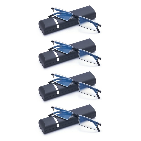 WENS JOOY 4 Pack Reading Glasses for Men Readers Blue
