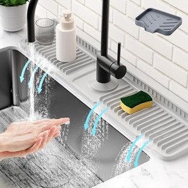 Descubre la innovación de JWBHOGAR: Accesorio para el hogar con 【Jabonera de Regalo Incluida – Combinación 2 en 1】A diferencia de otros tapetes para grifo que vienen.