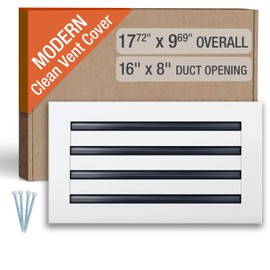 FA-STAR Clean Modern AC Vent Cover 16 x 8 (Duct Opening Cutout) - Decorative White Air Vent - Standard Linear Slot Diffuser - Register Grille for Ceiling, Walls & Floors - All Aluminium