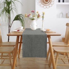 AMFUN Modern Table Runners, Linen Gray 40*140CM Table Runners Decorative Waterproof, Table Runners Outdoor, for Home Kitchen Dining Parties Family Dinners Wedding Thanksgiving Christmas