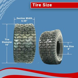 Justubes (2)  New 16x6.50-8 TURF TIRES 4 Ply Tubeless Tractor Rider Mower