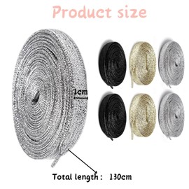 Generisch 3 Pairs of Sparkly Lace Shots Hydrogen Diamond Studded Flat Shots Tear-Resistant Woven Shots Suitable for Skateboard Shoes, Canvas Shoes, Sports Shoes and Boots, gold