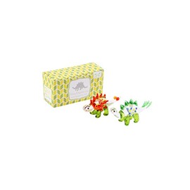 CGB Giftware | 2 Assorted Red/Green Glass Dinosaur Animal Ornament Stegosauruses | Collectable | Home Decor | Gift Boxed | GB02989