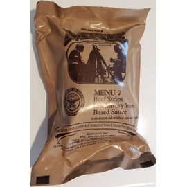 Genuine Military MRE Meal with Inspection Date 2022 or Newer (Beef Strips} Meal 7 Meals Ready To Eat