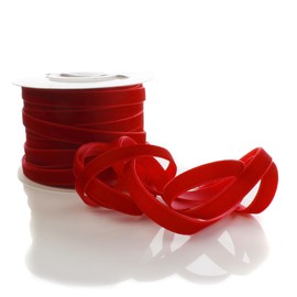 3/8" Narrow Velvet Ribbon Red 25 Yards HairBow Center LLC