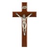 Walnut Wood Shroud of Turin Crucifix with Pewter Christ Corpus,