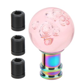 Aramox Perilla de Cambio de Marchas con Adaptador M8 M10 M12 Universal Acrílico Transparente Estilo de Burbuja Perilla de Cambio de Cabeza Palanca de Cambio de Marchas Manual para Automóvil(Rosa)