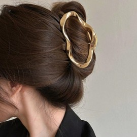 FRUZJAY Large Metal Hair Claw Clips for Women, Cloud Hair Clips Gold Cute Weather Hair Jaw Clamps Strong Hold Hair Catch Barrette Fashion Styling Accessories Non-Slip Claw Clips for Thick Thin Hair