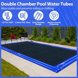Legigo 6 Pack 8.5 Ft Double Tubes Pool Water Bags- Pool Cover Weights Water Tubes for Pool Cover Inground, Heavy Duty 0.4 mm Thicker PVC Water Weight Bags Winter Closing Kit for Winterizing, Blue