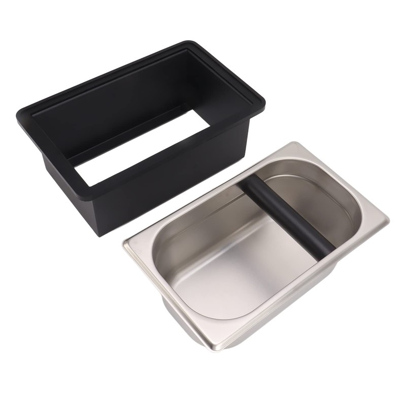 Tgoon Coffee Knock Box, Rubber Coffee Box with Removable Stainless