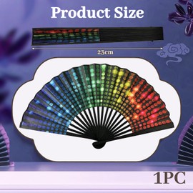 ARWIG Hand Fan Folding for Adults, Premium Rave Fan Folding Fans Handheld for Dance Parties Disco Party Beach Drag Queen Performances, Essential Rave Accessories Gift (Point Pattern)