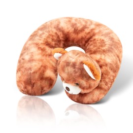 Cloudz Kids Super Soft N' Cuddly Animal Airplane Travel Neck Pillow! Keep Children Comfy and Supported with a Buddy While Traveling or just Resting at Home - Brown Bear