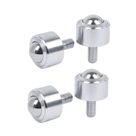 Ball Caster Roller Transfer Bearing - Ball Transfer Unit Appliance Caster Transmission 1 Inch M12,Heavy Duty Stud Mounted,Thread Stem,Bearing Steel & Carbon Steel,1160 Lbs Total Load Capacity,Set of 4