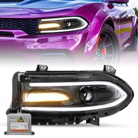 SOCKIR Headlight Assembly Replacement for 15-22 Dodge Charger [HID/Xenon Type] Projector Headlamp w/LED DRL LH (Left/Driver Side) Ballast Included