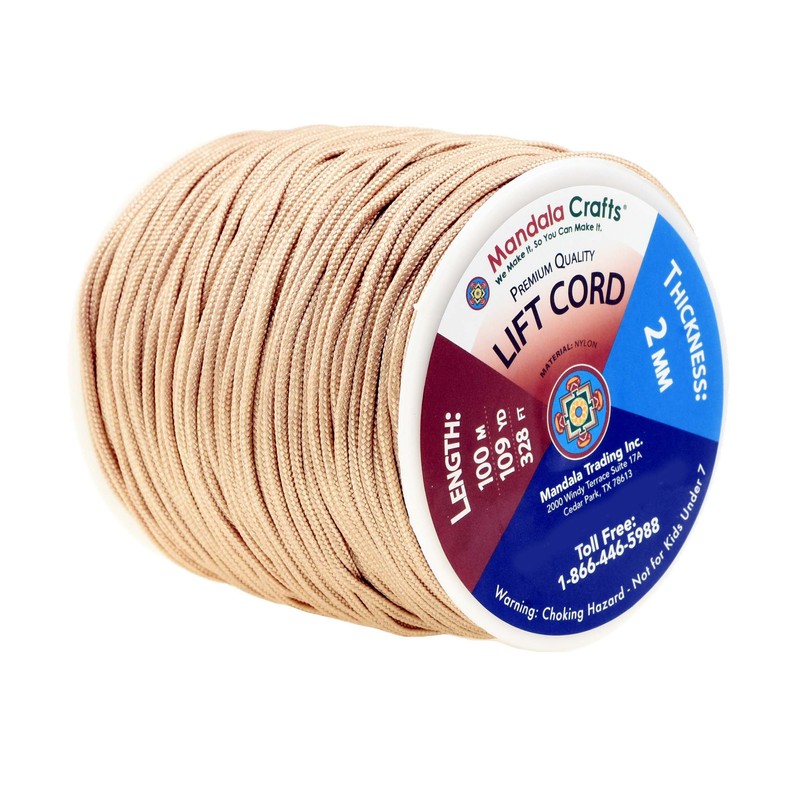 Mandala Crafts 2mm Tan Blind Strings Lift Shade Cord -