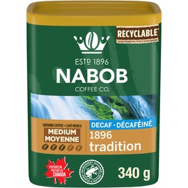 Nabob Medium Roast Swiss Water Decaf 1896 Tradition Ground Coffee, 340g Canister