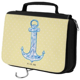 Mr. & Mrs. Panda Toiletry Bag Anchor Blue, yellow, Hand Drawn