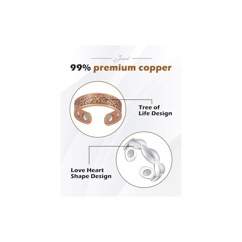 Jeracol Jeracol 2Pcs Copper Rings for Women with Ultra Strength