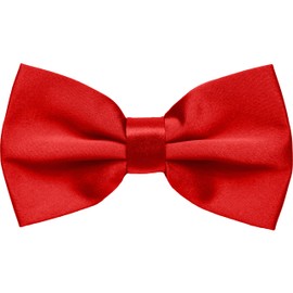 Dibi Mens Solid Color Formal Pre Tied Bow Ties - Mens Bowties - Adjustable Bow Tie (Red)