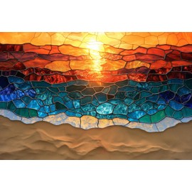 Trippy Puzzle Co - 1000 Piece Mosaic Stained Glass Jigsaw Puzzle for Adults - Impossible Hard Difficult Challenging Puzzles for Adults - Stained Glass Collection (Crystal Coast)
