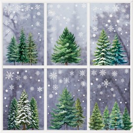 XZENTIRA 294 PCS Christmas Window Clings Christmas Party Decorations Christmas Tree Window Decals for Home Window Glass Display Decorations Winter Window Clings Stickers Winter Decorations 8 Sheets