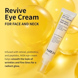 NIDA Revive Eye Cream For Face And Neck | Probiotics Lystate Solution, Retinal, Peptide Complex, Bakuchiol | Wrinkles, Fine Lines, Cell Turnover, Firm