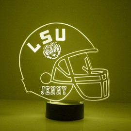 Mirror Magic Store LSU Tigers College Football Helmet LED Lamp/Night Light for Sports Fans - Personalize for Free