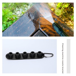 ECSiNG Pressure Washer Nozzle Holder for Holding 5 Nozzles with Standard 1/4" Quick Connect Plug Rubber Nozzle Tip Storage Support with Metal Clip Black