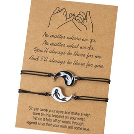 chengxun Yin and Yang Adjustable Bracelet Ethnic Dripping Oil Tai Chi Bagua Fish Friendship Couple Bracelet Hand Woven Jewelry for Boyfriend and Girlfriend