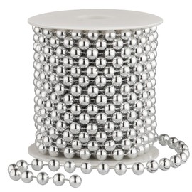 8mm Pearl Garland, 33 Feet Faux Pearl Garland Spool Roll for Wedding Centerpiece Backdrop Christmas Tree and Flowers Decoration DIY Craft （Silver）