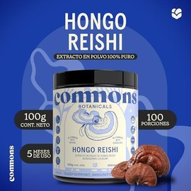 Commons Hongos Adaptógenos - Hongo Reishi - Extracto Puro en Polvo 100 gr - Suplemento de Alta Calidad - Apoyo del Sueño - Energizante y Antioxidante