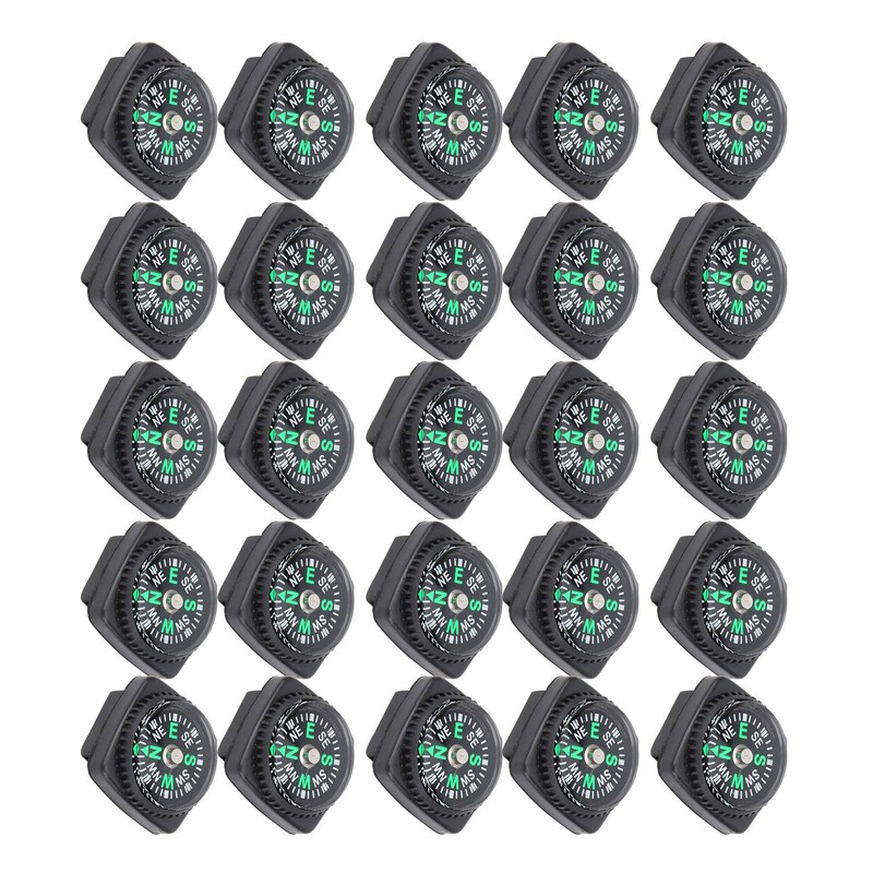 KIMISS 25Pcs Pack Black Survival, Compass Umbrella Rope Accessories Compass