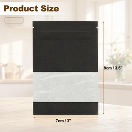 PATIKIL Seed Envelopes, 200 Pack 3.5" x 3" Resealable Kraft Paper Packets Small Coin Envelope with Clear Window, Zip for Food Flower Vegetable Seed Storage Sample Packaging Garden, Black