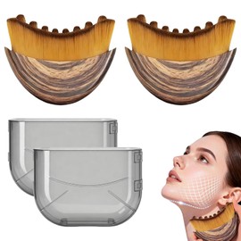 Cepillo facial de contorno linfático para esculpir y reducir la hinchazón para mejorar el brillo y la absorción de la piel, paquete de 2