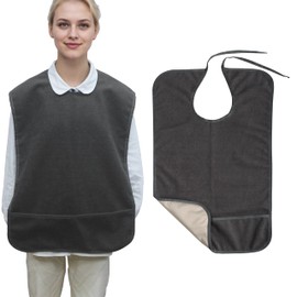 Jotogoyob Adult Bibs for Elderly Women Men,Waterproof Clothing Protectors with Crumb Catcher,Comfortable towel bibs for Feeding