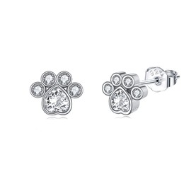 Animal Stud Earrings Sterling Silver Penguin/Paw Print/Panda/Dinosaur/Cow/Cat/Rabbit/Bee/Octopus/Dog/Pig Stud Earrings Animal Earrings for Women Girls, Sterling Silver
