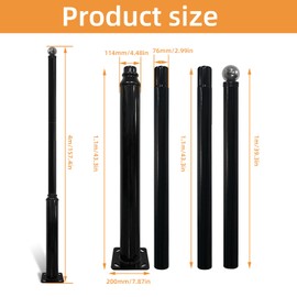 TTSITG Street Light Pole 13ft Tall - Black Outdoor Adjustable Metal Street Lamp Post for Lights with Mounting Steel Anchors(114mm+76mm)