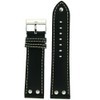 Tech Swiss Pilot Watch Band with Silver-tone Rivets Black 24